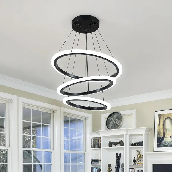 Modern_Led_Chandelier,_Acrylic_3-Ring_Design,_Ring_Flush_Mount_Chandelier_With_Adjustable_Hanging_Cord_Pendant_Light_Fixture,_For_Dining_Living_Room_Bedroom_(_Black_)