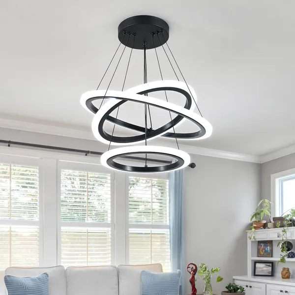 Modern_Led_Chandelier,_Acrylic_3-Ring_Design,_Ring_Flush_Mount_Chandelier_With_Adjustable_Hanging_Cord_Pendant_Light_Fixture,_For_Dining_Living_Room_Bedroom_(_Black_)