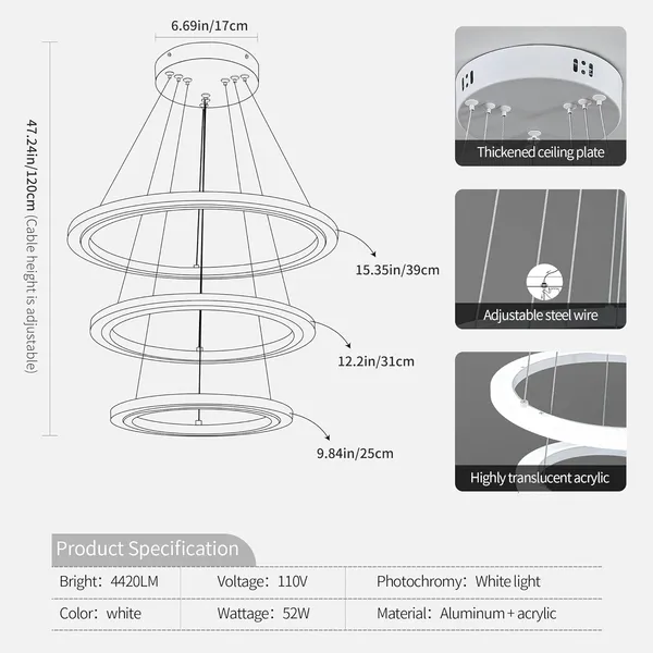 Modern_Led_Chandelier,_Acrylic_3-Ring_Design,_Ring_Flush_Mount_Chandelier_With_Adjustable_Hanging_Cord_Pendant_Light_Fixture,_For_Dining_Living_Room_Bedroom_(White)