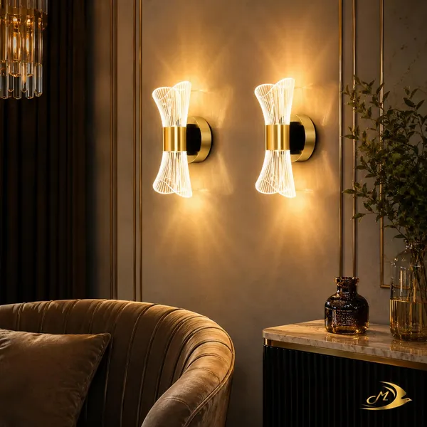 Manraj_Curvy_Style_Led_Wall_Light_With_3_Color_Modes_|_Modern_Acrylic_Wall_Sconce_Lamp_For_Living_Room,_Bedroom,_Hallway_&_Home_Decor_|_Gold_Finish_(23_Cm)_(Pack_Of_2,_Curvy)