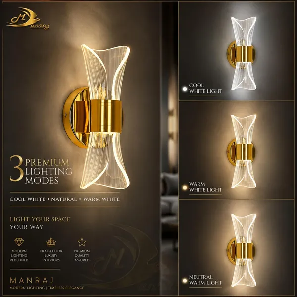 Manraj_Curvy_Style_Led_Wall_Light_With_3_Color_Modes_|_Modern_Acrylic_Wall_Sconce_Lamp_For_Living_Room,_Bedroom,_Hallway_&_Home_Decor_|_Gold_Finish_(23_Cm)_(Pack_Of_2,_Curvy)