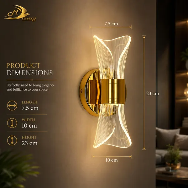 Manraj_Curvy_Style_Led_Wall_Light_With_3_Color_Modes_|_Modern_Acrylic_Wall_Sconce_Lamp_For_Living_Room,_Bedroom,_Hallway_&_Home_Decor_|_Gold_Finish_(23_Cm)_(Pack_Of_2,_Curvy)