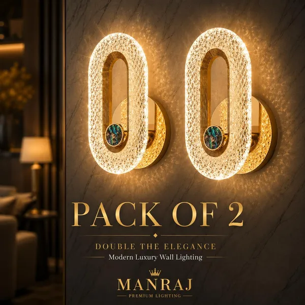 Manraj_Curvy_Style_2_Led_Wall_Light_With_3_Color_Modes_|_Modern_Acrylic_Wall_Sconce_Lamp_For_Living_Room,_Bedroom,_Hallway_&_Home_Decor_|_Gold_Finish_(23_Cm)_(Pack_Of_2,_Oval_Crystal)