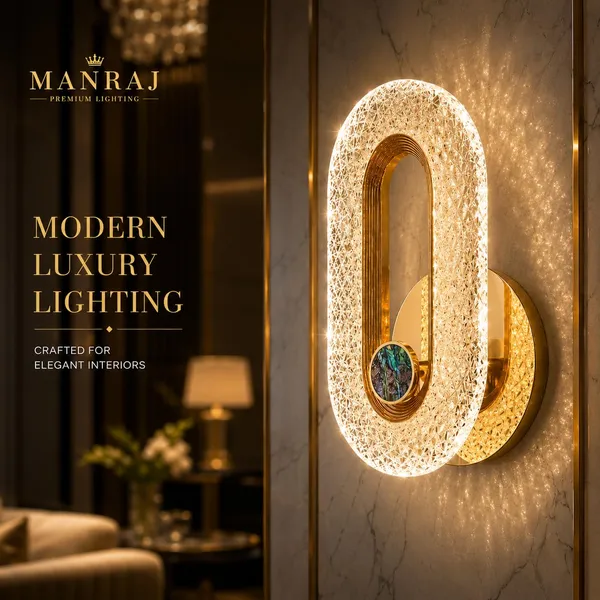 Manraj_Curvy_Style_2_Led_Wall_Light_With_3_Color_Modes_|_Modern_Acrylic_Wall_Sconce_Lamp_For_Living_Room,_Bedroom,_Hallway_&_Home_Decor_|_Gold_Finish_(23_Cm)_(Pack_Of_2,_Oval_Crystal)