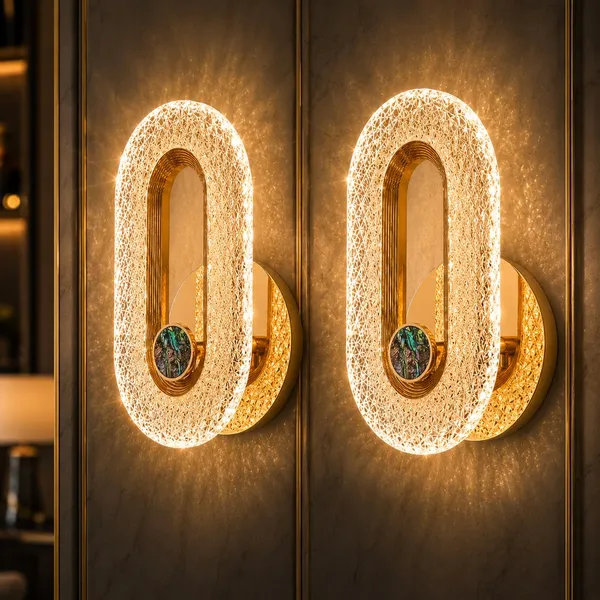 Manraj_Curvy_Style_2_Led_Wall_Light_With_3_Color_Modes_|_Modern_Acrylic_Wall_Sconce_Lamp_For_Living_Room,_Bedroom,_Hallway_&_Home_Decor_|_Gold_Finish_(23_Cm)_(Pack_Of_2,_Oval_Crystal)