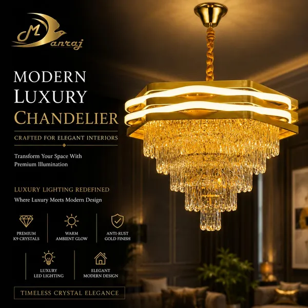 Manraj_Modern_Luxury_Crystal_Led_Chandelier_For_Living_Room,_Gold_Finish_Ceiling_Light_With_Premium_K9_Crystals,_Warm_Led_Chandelier_For_Dining_Room,_Bedroom_&_Luxury_Interior_Décor_(400Mm)