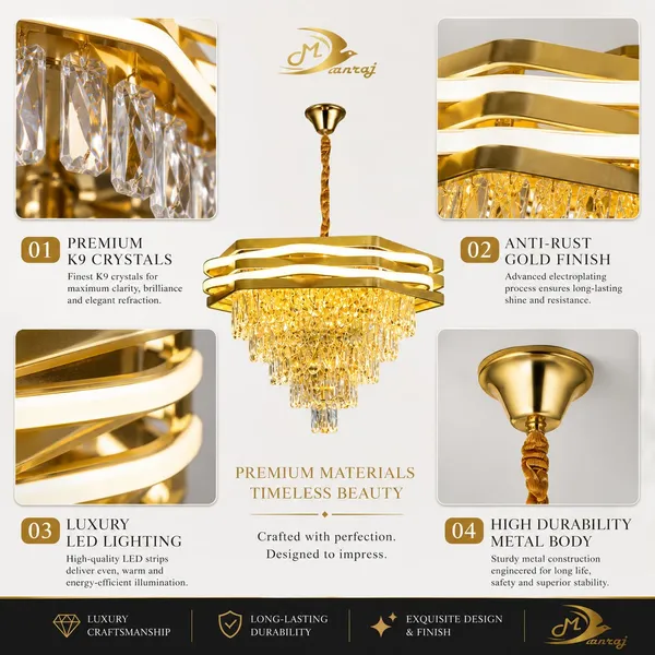 Manraj_Modern_Luxury_Crystal_Led_Chandelier_For_Living_Room,_Gold_Finish_Ceiling_Light_With_Premium_K9_Crystals,_Warm_Led_Chandelier_For_Dining_Room,_Bedroom_&_Luxury_Interior_Décor_(400Mm)