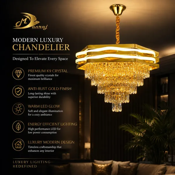 Manraj_Modern_Luxury_Crystal_Led_Chandelier_For_Living_Room,_Gold_Finish_Ceiling_Light_With_Premium_K9_Crystals,_Warm_Led_Chandelier_For_Dining_Room,_Bedroom_&_Luxury_Interior_Décor_(400Mm)
