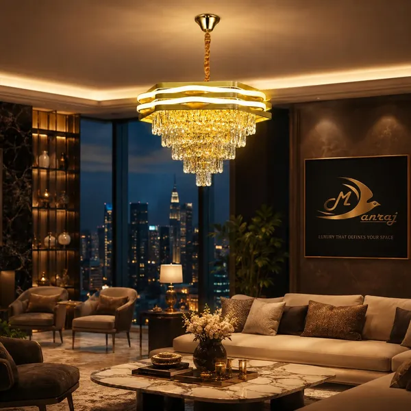 Manraj_Modern_Luxury_Crystal_Led_Chandelier_For_Living_Room,_Gold_Finish_Ceiling_Light_With_Premium_K9_Crystals,_Warm_Led_Chandelier_For_Dining_Room,_Bedroom_&_Luxury_Interior_Décor_(400Mm)