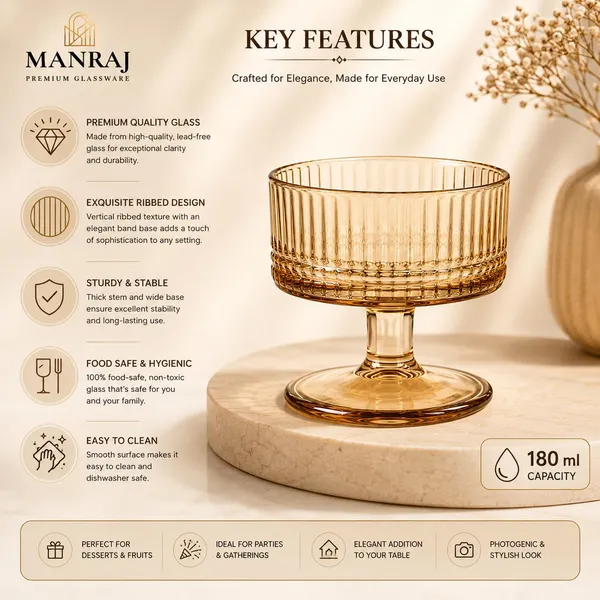 Manraj_Round_Shape_Set_Of_6_For_Ice_Cream_Cup_(180Ml_Each)_-_Dessert_Bowls_For_Sweets,_Pudding_Suitable_For_Ice_Cream_Bowl,_Serving_Bowl,_Dessert_Bowl_(Gold)