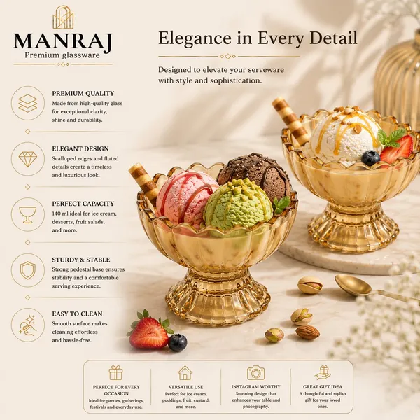 Manraj_Flower_Shape_Set_Of_6_For_Ice_Cream_Cup_(140Ml_Each)_-_Dessert_Bowls_For_Sweets_&_Pudding_Suitable_For_Ice_Cream_Bowl,_Serving_Bowl,_Dessert_Bowl_(Gold)