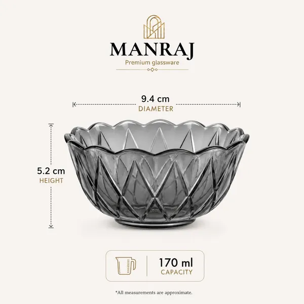 Manraj_Flower_Shape_Set_Of_6_For_Dessert,_Dips,_Nuts_And_Snacks_Bowls_(170Ml_Each)_For_Mixing,_Storing_Suitable_For_Serving_Desserts,_Fruits,_Dry_Fruits,_Lentils_And_Snacks_(Black)