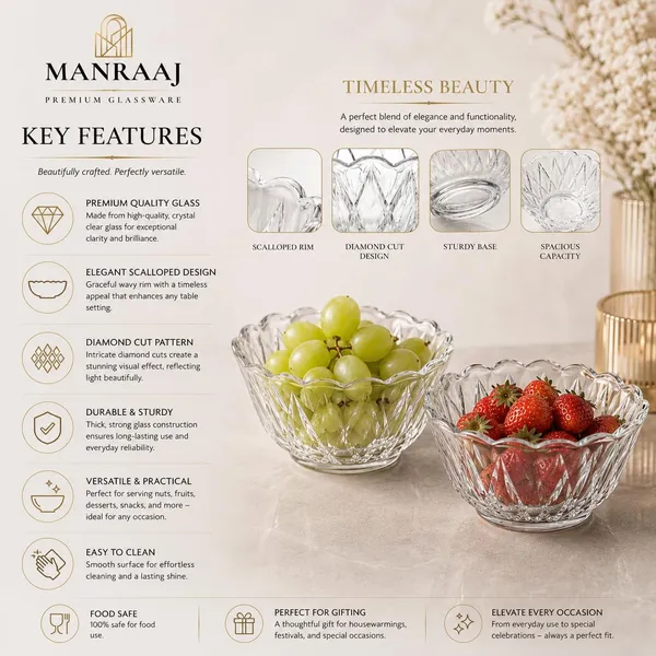 Manraj_Flower_Shape_Set_Of_6_For_Dessert,_Dips,_Nuts_And_Snacks_Bowls_(170Ml_Each)_For_Mixing,_Storing_Suitable_For_Serving_Desserts,_Fruits,_Dry_Fruits,_Lentils_And_Snacks_(Clear)