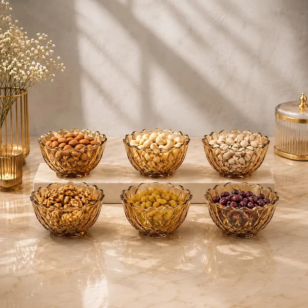 Manraj_Flower_Shape_Set_Of_6_For_Dessert,_Dips,_Nuts_And_Snacks_Bowls_(170Ml_Each)_For_Mixing,_Storing_Suitable_For_Serving_Desserts,_Fruits,_Dry_Fruits,_Lentils_And_Snacks_(Gold)