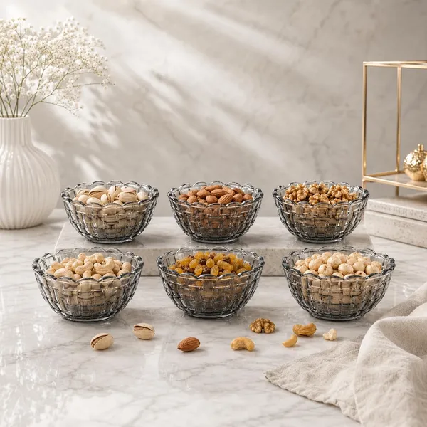 Manraj_Flower_Shape_Set_Of_6_For_Dessert,_Nuts,_Dips_&_Snacks_Bowls_(170Ml_Each)_For_Mixing,_Storing_Suitable_For_Serving_Desserts,_Fruits,_Dry_Fruits,_Lentils_And_Snacks_(Black)