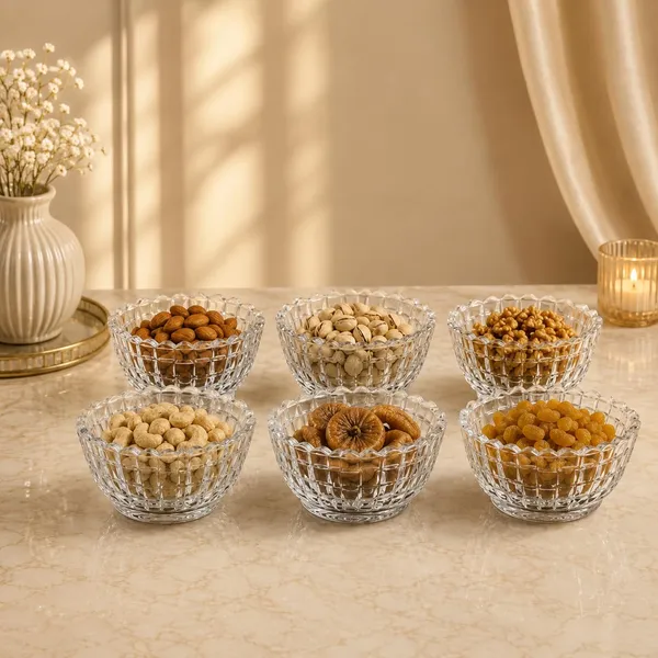 Manraj_Flower_Shape_Set_Of_6_For_Dessert,_Dips,_Snacks_&_Nuts_Bowls_(170Ml_Each)_For_Mixing,_Storing_Suitable_For_Serving_Desserts,_Fruits,_Dry_Fruits,_Lentils_And_Snacks_(Clear)