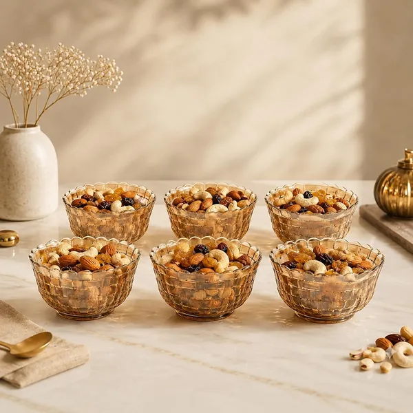 Manraj_Flower_Shape_Set_Of_6_For_Dessert,_Dips,_Snacks_&_Nuts_Bowls_(170Ml_Each)_For_Mixing,_Storing_Suitable_For_Serving_Desserts,_Fruits,_Dry_Fruits,_Lentils_And_Snacks_(Gold)