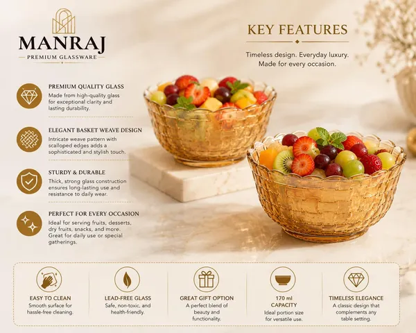 Manraj_Flower_Shape_Set_Of_6_For_Dessert,_Dips,_Snacks_&_Nuts_Bowls_(170Ml_Each)_For_Mixing,_Storing_Suitable_For_Serving_Desserts,_Fruits,_Dry_Fruits,_Lentils_And_Snacks_(Gold)