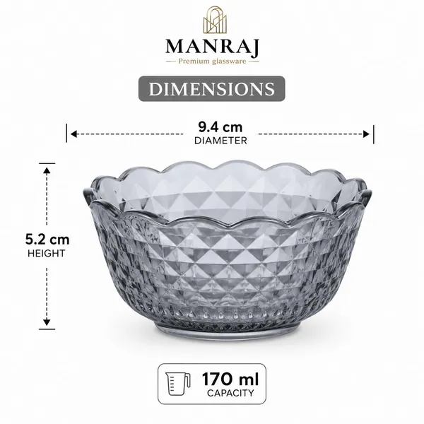 Manraj_Flower_Shape_Set_Of_6_For_Dessert,_Dips,_Snacks_&_Nutsbowls_(170Ml_Each)_For_Mixing,_Storing_Suitable_For_Serving_Desserts,_Fruits,_Dry_Fruits,_Lentils_And_Snacks_(Black)