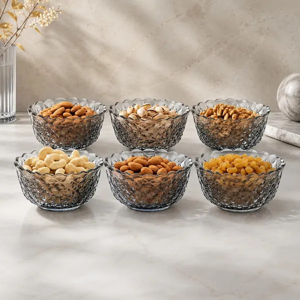 Manraj_Flower_Shape_Set_Of_6_For_Dessert,_Dips,_Snacks_&_Nutsbowls_(170Ml_Each)_For_Mixing,_Storing_Suitable_For_Serving_Desserts,_Fruits,_Dry_Fruits,_Lentils_And_Snacks_(Black)