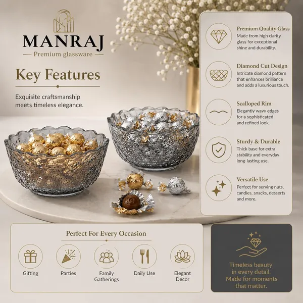 Manraj_Flower_Shape_Set_Of_6_For_Dessert,_Dips,_Snacks_&_Nutsbowls_(170Ml_Each)_For_Mixing,_Storing_Suitable_For_Serving_Desserts,_Fruits,_Dry_Fruits,_Lentils_And_Snacks_(Black)