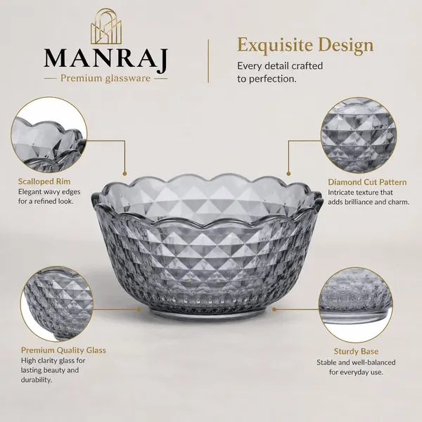 Manraj_Flower_Shape_Set_Of_6_For_Dessert,_Dips,_Snacks_&_Nutsbowls_(170Ml_Each)_For_Mixing,_Storing_Suitable_For_Serving_Desserts,_Fruits,_Dry_Fruits,_Lentils_And_Snacks_(Black)