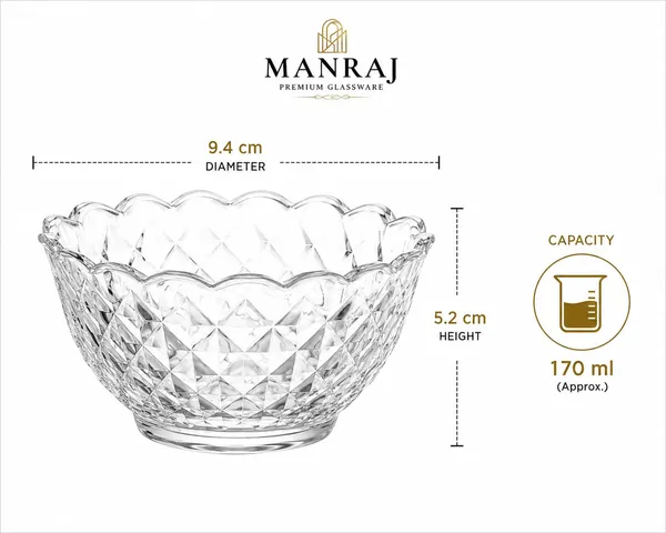 Manraj_Flower_Shape_Set_Of_6_For_Dessert,_Dips,_Nuts,_Snacks_Bowls_(170Ml_Each)_For_Mixing,_Storing_Suitable_For_Serving_Desserts,_Fruits,_Dry_Fruits,_Lentils_And_Snacks_(Clear)