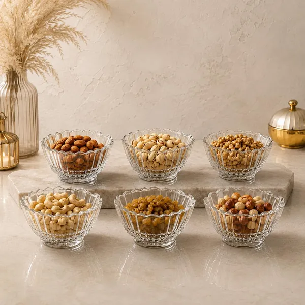 Manraj_Flower_Shape_Set_Of_6_For_Dessert,_Dips,_Nuts_&_Snacks_Bowls_(170Ml_Each)_For_Mixing,_Storing_Suitable_For_Serving_Desserts,_Fruits,_Dry_Fruits,_Lentils_&_Snacks_(Clear)