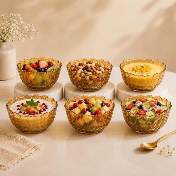 Manraj_Flower_Shape_Set_Of_6_For_Dessert,_Dips,_Nuts_&_Snacks_Bowls_(170Ml_Each)_For_Mixing,_Storing_Suitable_For_Serving_Desserts,_Fruits,_Dry_Fruits,_Lentils_&_Snacks_(Gold)