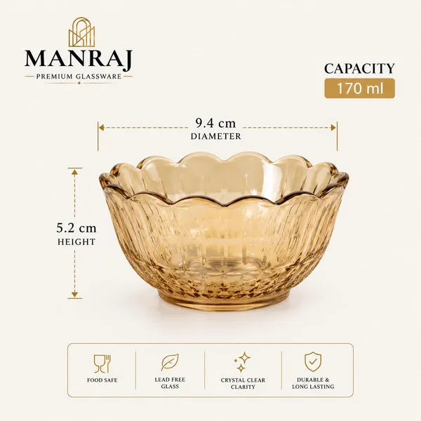 Manraj_Flower_Shape_Set_Of_6_For_Dessert,_Dips,_Nuts_&_Snacks_Bowls_(170Ml_Each)_For_Mixing,_Storing_Suitable_For_Serving_Desserts,_Fruits,_Dry_Fruits,_Lentils_&_Snacks_(Gold)