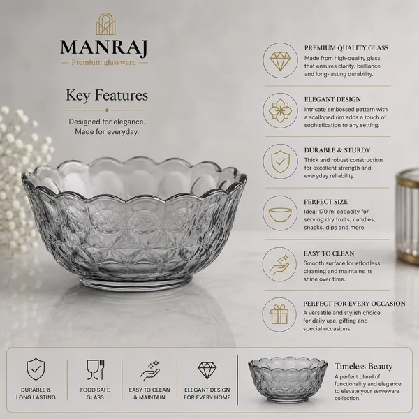 Manraj_Flower_Shape_Set_Of_6_For_Dessert,_Dips,_Nuts_&_Snacks_Bowls_(170Ml_Each)_For_Mixing,_Storing_Suitable_For_Serving_Desserts,_Fruits,_Dry_Fruits,_Lentils_And_Snacks_(Black)
