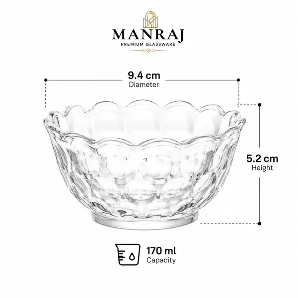 Manraj_Flower_Shape_Set_Of_6_For_Dessert,_Dips,_Nuts_&_Snacks_Bowls_(170Ml_Each)_For_Mixing,_Storing_Suitable_For_Serving_Desserts,_Fruits,_Dry_Fruits,_Lentils_And_Snacks_(Clear)