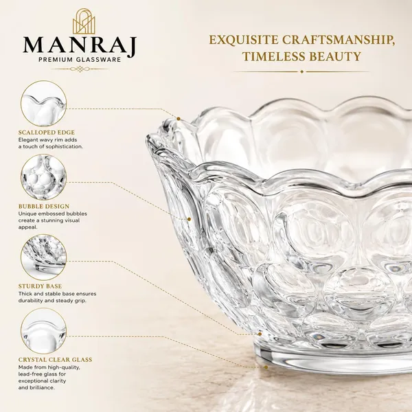 Manraj_Flower_Shape_Set_Of_6_For_Dessert,_Dips,_Nuts_&_Snacks_Bowls_(170Ml_Each)_For_Mixing,_Storing_Suitable_For_Serving_Desserts,_Fruits,_Dry_Fruits,_Lentils_And_Snacks_(Clear)