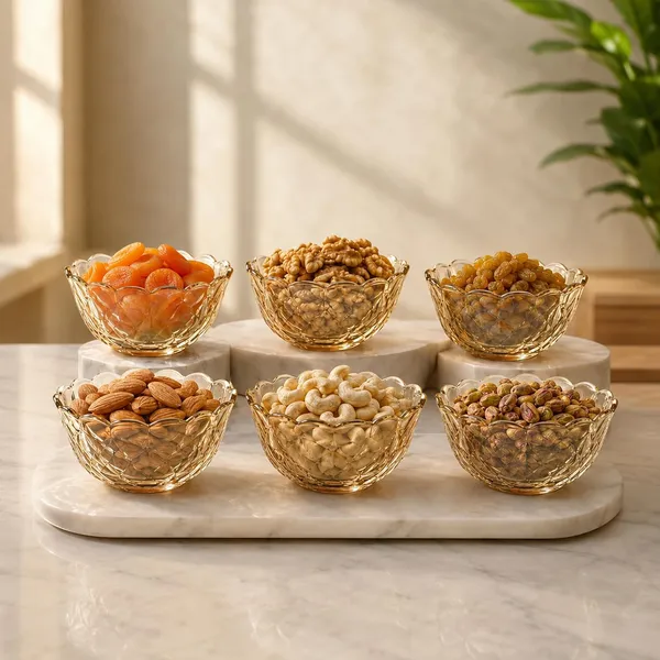 Manraj_Flower_Shape_Set_Of_6_For_Dessert,_Dips,_Nuts_&_Snacks_Bowls_(170Ml_Each)_For_Mixing,_Storing_Suitable_For_Serving_Desserts,_Fruits,_Dry_Fruits,_Lentils_And_Snacks_(Gold)