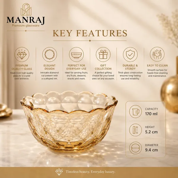 Manraj_Flower_Shape_Set_Of_6_For_Dessert,_Dips,_Nuts_&_Snacks_Bowls_(170Ml_Each)_For_Mixing,_Storing_Suitable_For_Serving_Desserts,_Fruits,_Dry_Fruits,_Lentils_And_Snacks_(Gold)