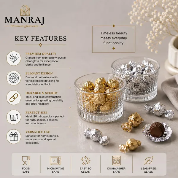 Manraj_Round_Shape_Set_Of_6_For_Dessert,_Dips,_Nuts_&_Snacks_Bowls_(120Ml_Each)_For_Mixing,_Storing_Suitable_For_Serving_Desserts,_Fruits,_Dry_Fruits,_Lentils,_Snacks_(Clear)
