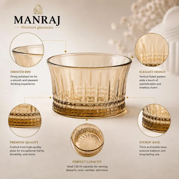 Manraj_Round_Shape_Set_Of_6_For_Dessert,_Dips,_Nuts_&_Snacks_Bowls_(120Ml_Each)_For_Mixing,_Storing_Suitable_For_Serving_Desserts,_Fruits,_Dry_Fruits,_Lentils_&_Snacks_(Gold)