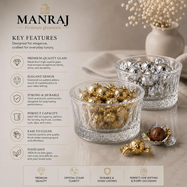 Manraj_Round_Shape_Set_Of_6_For_Dessert,_Dips,_Nuts_And_Snacks_Bowls_(120Ml_Each)_For_Mixing,_Storing_Suitable_For_Serving_Desserts,_Fruits,_Dry_Fruits,_Lentils_And_Snacks_(Clear)