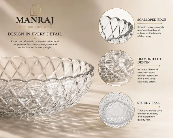 Manraj_Round_Diamond_Edge_Clear_Glass_Tray_Plate_-_340Ml_For_Serving_Dry_Fruits,_Snacks_Serving_Tray_Perfect_For_Homes,_Restaurants,_Cafés,_Hotels,_Parties,_Festivals,_Weddings