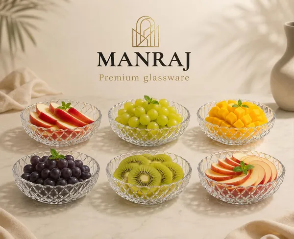 Manraj_Round_Diamond_Edge_Clear_Glass_Tray_Plate_-_340Ml_For_Serving_Dry_Fruits,_Snacks_Serving_Tray_Perfect_For_Homes,_Restaurants,_Cafés,_Hotels,_Parties,_Festivals,_Weddings