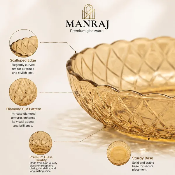 Manraj_Round_Diamond_Edge_Gold_Glass_Tray_Plate_-_340Ml_For_Serving_Dry_Fruits,_Snacks_Serving_Tray_Perfect_For_Homes,_Restaurants,_Cafés,_Hotels,_Parties,_Festivals,_Weddings