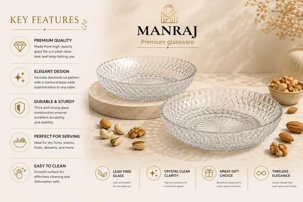 Manraj_Round_Halo_Plate_Clear_Glass_Tray_Plate_-_340Ml_For_Serving_Dry_Fruits,_Snacks_Serving_Tray_Perfect_For_Homes,_Restaurants,_Cafés,_Hotels,_Parties,_Festivals,_Weddings