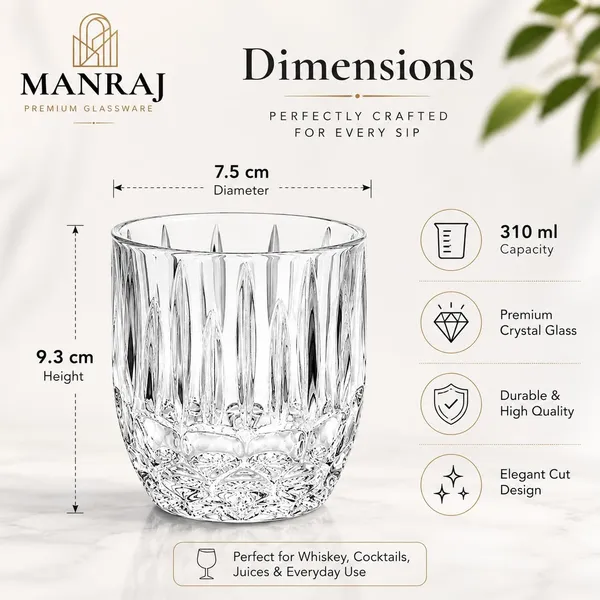 Manraj_Premium_Quality_Water/Juice_Glass_Set_Of_6_310Ml,_Srilanka_-_Drinking_Glasses_For_Iced_Tea,_Cold_Drink,_Mojito,_Everyday_Use