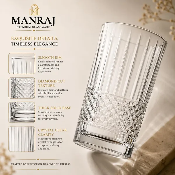 Manraj_Premium_Quality_Water/Juice_Glass_Set_Of_6_315Ml,_Diamond_-_Drinking_Glasses_For_Iced_Tea,_Cold_Drink,_Mojito,_Everyday_Use