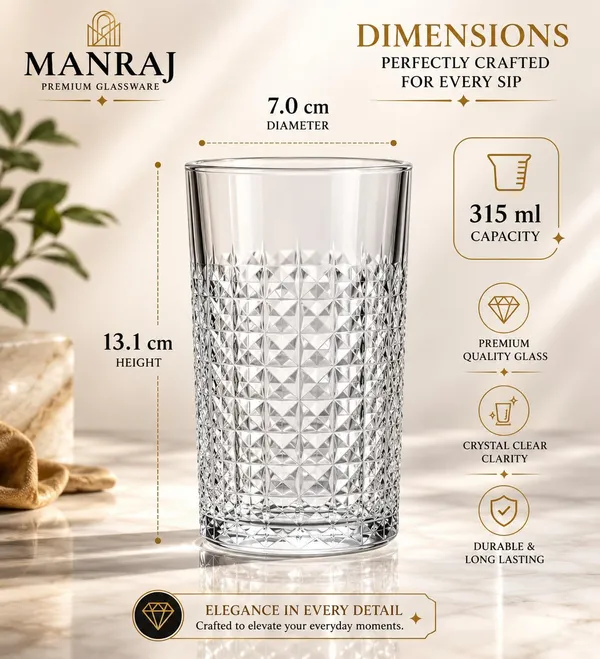 Manraj_Premium_Quality_Water/Juice_Glass_Set_Of_6_315Ml,_Elara_-_Drinking_Glasses_For_Iced_Tea,_Cold_Drink,_Mojito,_Everyday_Use