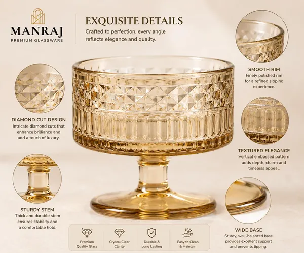Manraj_Round_Shape_Set_Of_6_For_Ice_Cream_Cup_(180Ml_Each)_|_Dessert_Bowls_For_Sweets_And_Pudding_Suitable_For_Ice_Cream_Bowl,_Serving_Bowl,_Dessert_Bowl_(Gold)