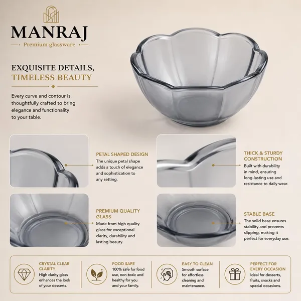 Manraj_Flower_Shape_Set_Of_6_For_Dessert,_Dips,_Nuts_&_Snacks_Bowls_(160Ml_Each)_For_Mixing,_Storing_Suitable_For_Serving_Desserts,_Fruits,_Dry_Fruits,_Lentils_And_Snacks_(Black)
