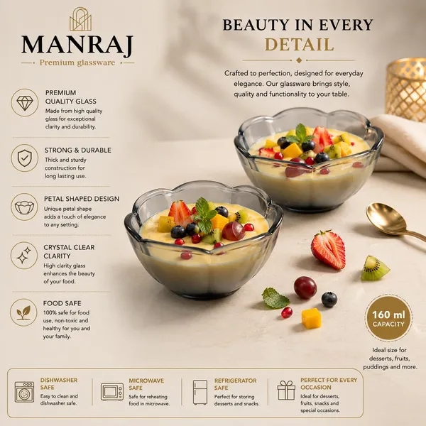 Manraj_Flower_Shape_Set_Of_6_For_Dessert,_Dips,_Nuts_&_Snacks_Bowls_(160Ml_Each)_For_Mixing,_Storing_Suitable_For_Serving_Desserts,_Fruits,_Dry_Fruits,_Lentils_And_Snacks_(Black)