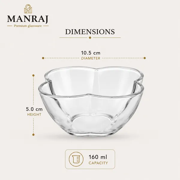 Manraj_Flower_Shape_Set_Of_6_For_Dessert,_Dips,_Nuts_&_Snacks_Bowls_(160Ml_Each)_For_Mixing,_Storing_Suitable_For_Serving_Desserts,_Fruits,_Dry_Fruits,_Lentils_And_Snacks_(Clear)