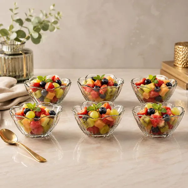 Manraj_Flower_Shape_Set_Of_6_For_Dessert,_Dips,_Nuts_&_Snacks_Bowls_(160Ml_Each)_For_Mixing,_Storing_Suitable_For_Serving_Desserts,_Fruits,_Dry_Fruits,_Lentils_And_Snacks_(Clear)